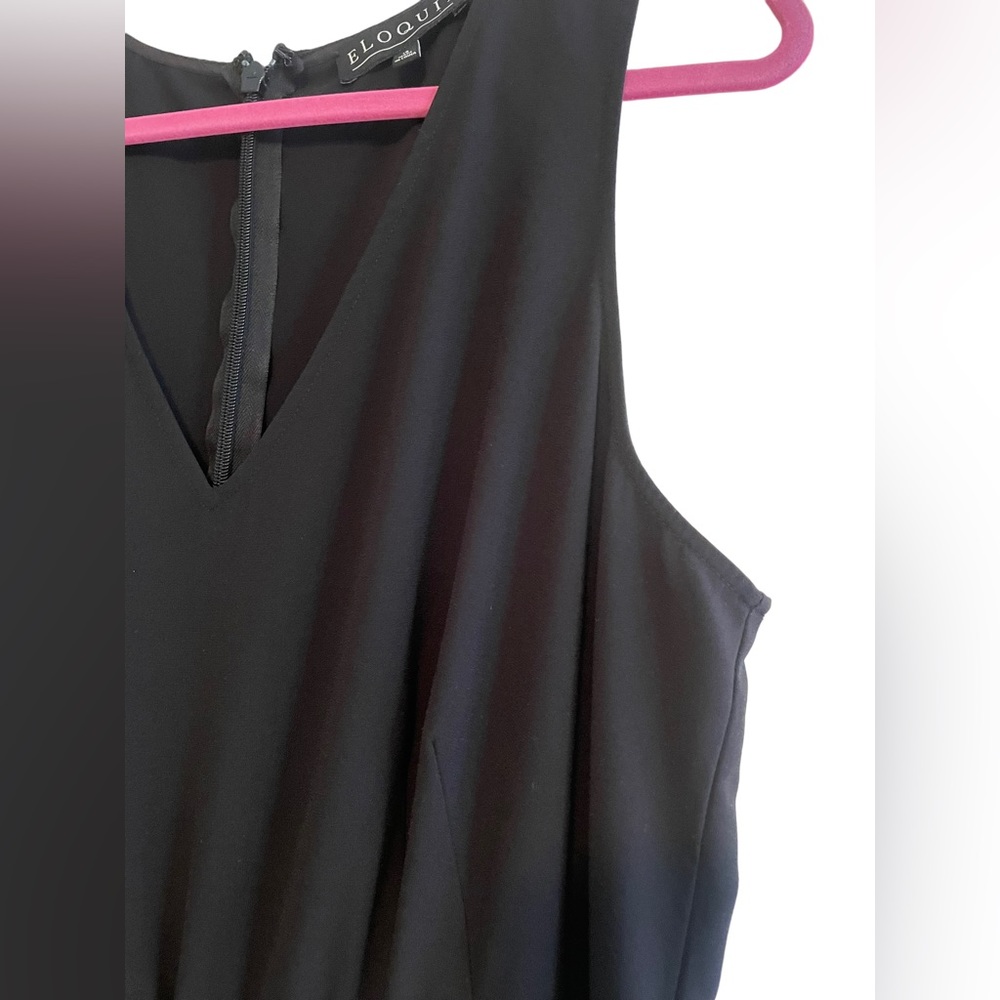 Eloquii Black V-Neck Sleeveless Wide-Leg Jumpsuit - Picture 4 of 7